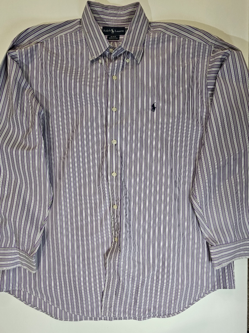 Ralph Lauren Blake Dress Shirt Mens XL Purple White Green‎ Stripe Pony Logo